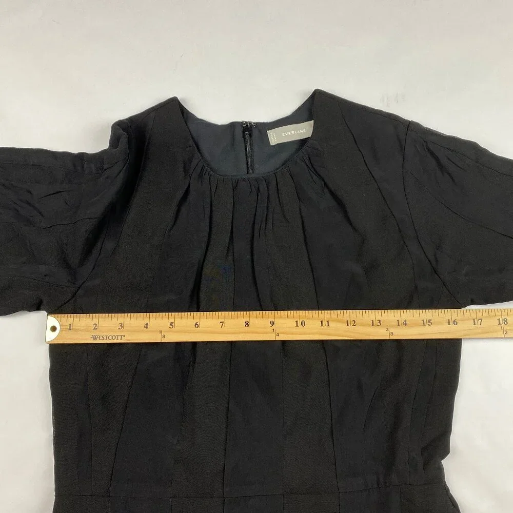 NWT Everlane The City Stripe Ruched Dress Midi Black Size 2